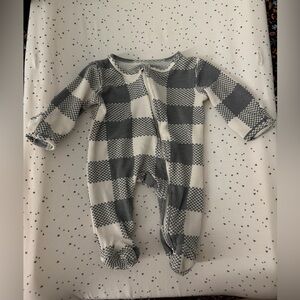 Plaid Gray and White Kids Sleeper - Caden Lane